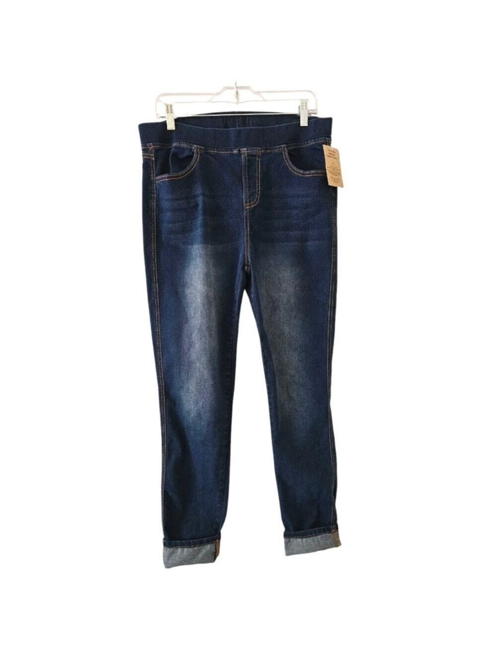 TRÏBE Elastic High Waist Jeans In Dark Wash Size 12 NWT